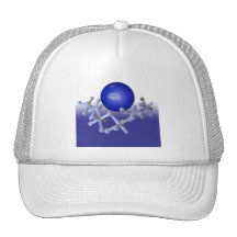 Jacks and Ball Set Classic Retro Toy Hat Cap Blue