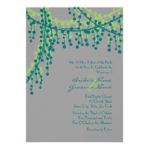 Jade and Grey Beaded Wedding Invitation