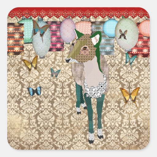Jade Deer Bronze Damask Sticker