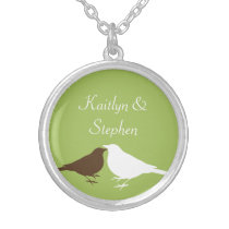Jade green love birds pair keepsake chain jeweller necklaces