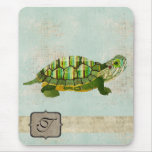 Jade Turtle Monogram Mousepad