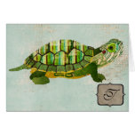 Jade Turtle Monogram Notecard