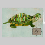 Jade Turtle Monogram Notecard cards