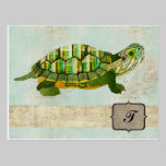 Jade Turtle Monogram Postcard postcards