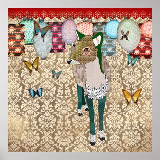 Jaded Deer Bronze Damask Poster