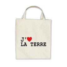 "J'aime la terre"/Earth Love Tote Canvas Bags