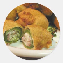 Jalapenos Stuffed Food Dinner Cooking Round Stickers