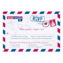 JAMAICA Air Mail Wedding RSVP Custom Announcements