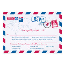 JAMAICA Air Mail Wedding RSVP Invitation