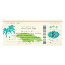 Jamaica Boarding Pass Wedding Custom Announcement