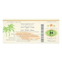 Jamaica Save the Date Boarding Pass Custom Invites