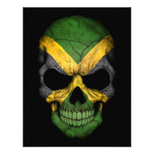 Jamaican Flag Skull on Black Custom Invites