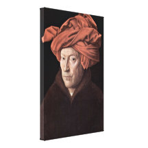 Jan van Eyck - The man with the turban Stretched Canvas Print