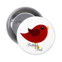 January Birthstone Bird Pinback Buttons