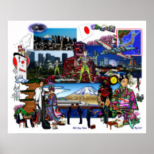 Japan Japanese Archipelago Collage Posters