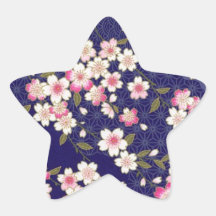 Japan, Sakura, Kimono, Origami, Chiyogami, Flower, Star Stickers