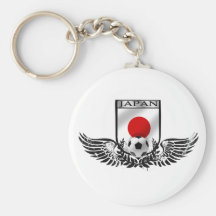 Japan Soccer Winged Emblem Shield Key Chains