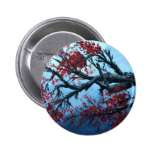 japanese cherry blossom flower tree  oriental art pinback buttons