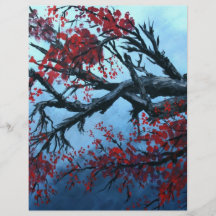 japanese cherry blossom flower tree  oriental art full color flyer
