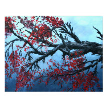 japanese cherry blossom flower tree  oriental art personalised announcement