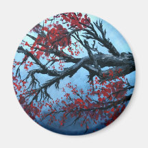 japanese cherry blossom flower tree  oriental art magnet