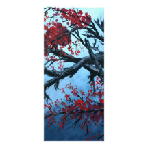 japanese cherry blossom flower tree  oriental art rack card design