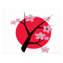 Japanese Cherry Blossom Tattoo Post Card