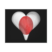 Japanese Flag In A Heart Stretched Canvas Prints