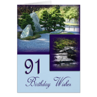 Japanese Garden 91st Birthday Wishes Greeting Card