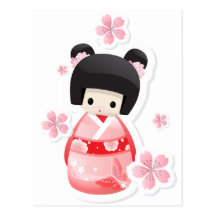 Japanese Geisha Doll - buns series Postcards