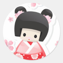 Japanese Geisha Doll - buns series Stickers
