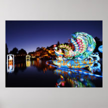 Japanese lanterns at night print