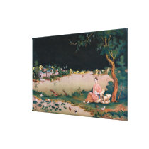 Japanese mirror painting showing a girl seated canvas prints