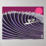 japanese sunset surfing poster