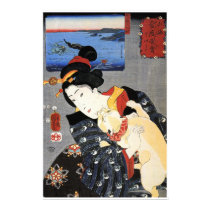 Japanese Woman Holding Cat posters
