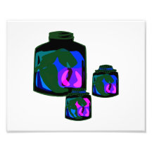 Jars of blue green purple peppers photo print