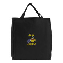 Java Junkie Coffee Embroidered Bag