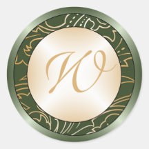 Jazmene Monogram Wedding Envelope Stickers-green