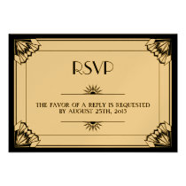 Jazz age black Art Deco RSVP wedding response invitations