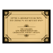 Jazz age black art deco wedding reception invitations