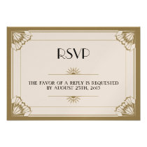 Jazz age taupe Art Deco RSVP wedding response invitations
