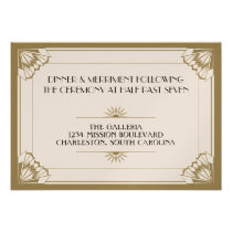 Jazz age taupe art deco wedding reception invitations