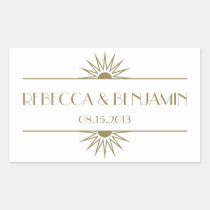 Jazz age taupe geometric art deco wedding stickers