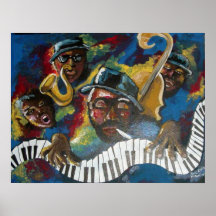Jazz Bass Trumpet Piano Art Poster
