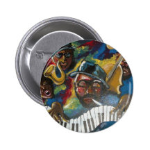 Jazz Quartet Musicians Folk Art Pinback Button