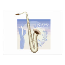 jazz saxaphone design postcard