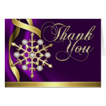 Jazzy Jewelled Snowflake Plum Thank You Card