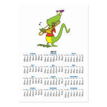 jazzy trombone playing lizard cartoon business card