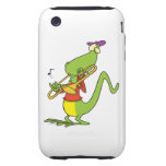 jazzy trombone playing lizard cartoon tough iPhone 3 cover