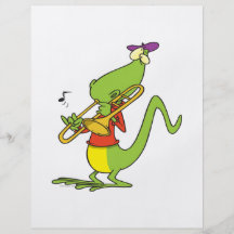jazzy trombone playing lizard cartoon custom flyer